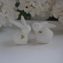 Load image into Gallery viewer, Pair of Porcelain White &amp; Gold Bunnies | Easter Bunny | Easter Rabbit
